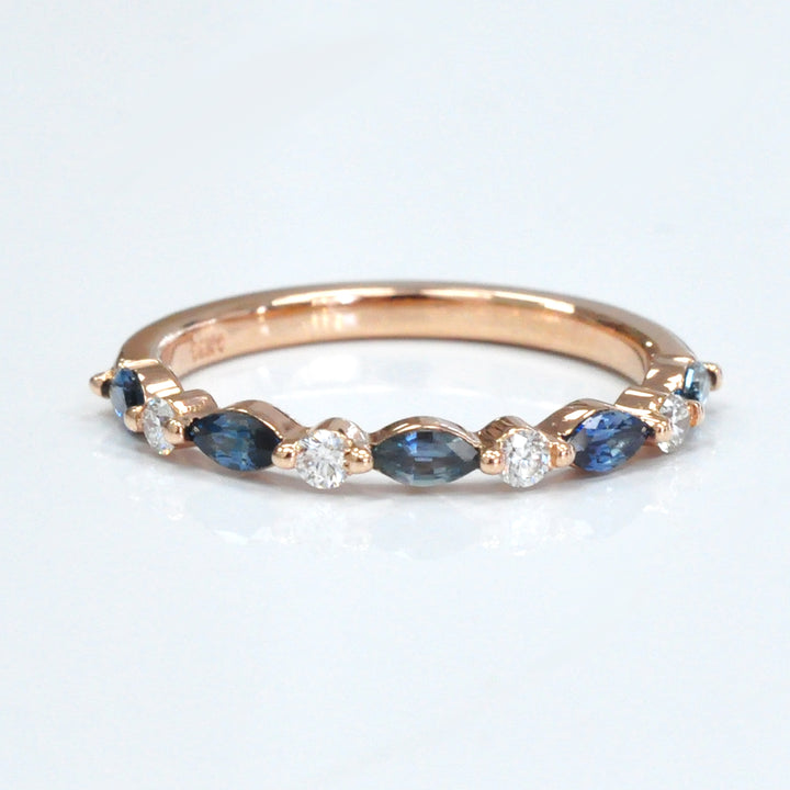 marquise blue sapphires &amp; Diamonds half eternity ring