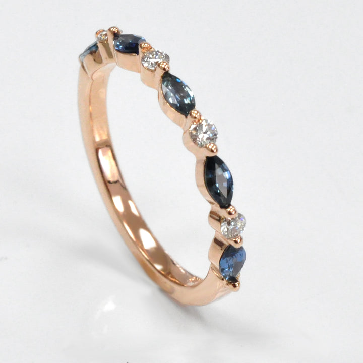 marquise blue sapphires &amp; Diamonds half eternity ring