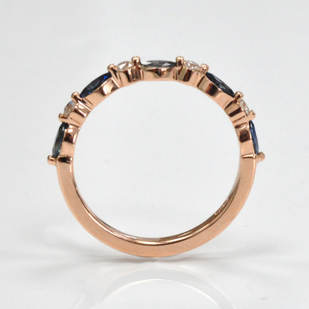 marquise blue sapphires &amp; Diamonds half eternity ring