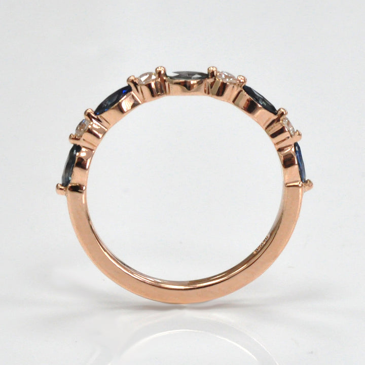 marquise blue sapphires &amp; Diamonds half eternity ring