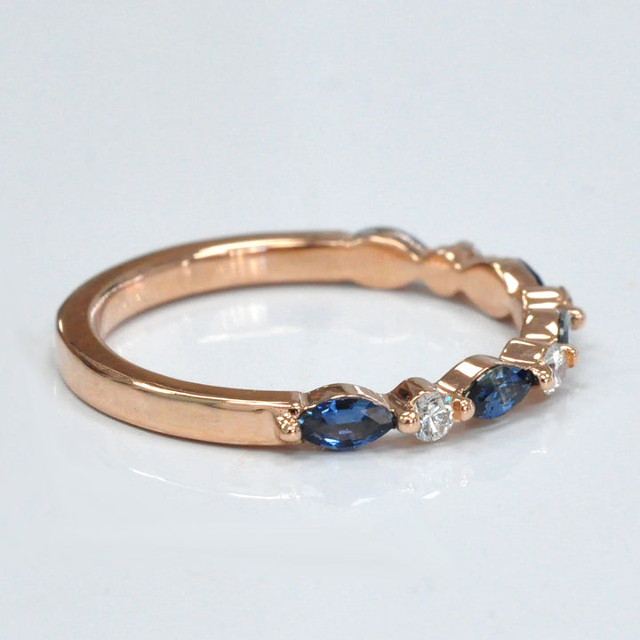 marquise blue sapphires &amp; Diamonds half eternity ring