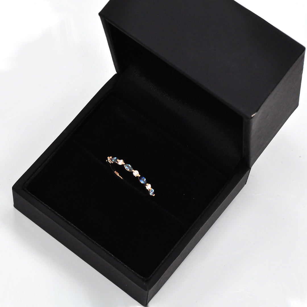 marquise blue sapphires &amp; Diamonds half eternity ring