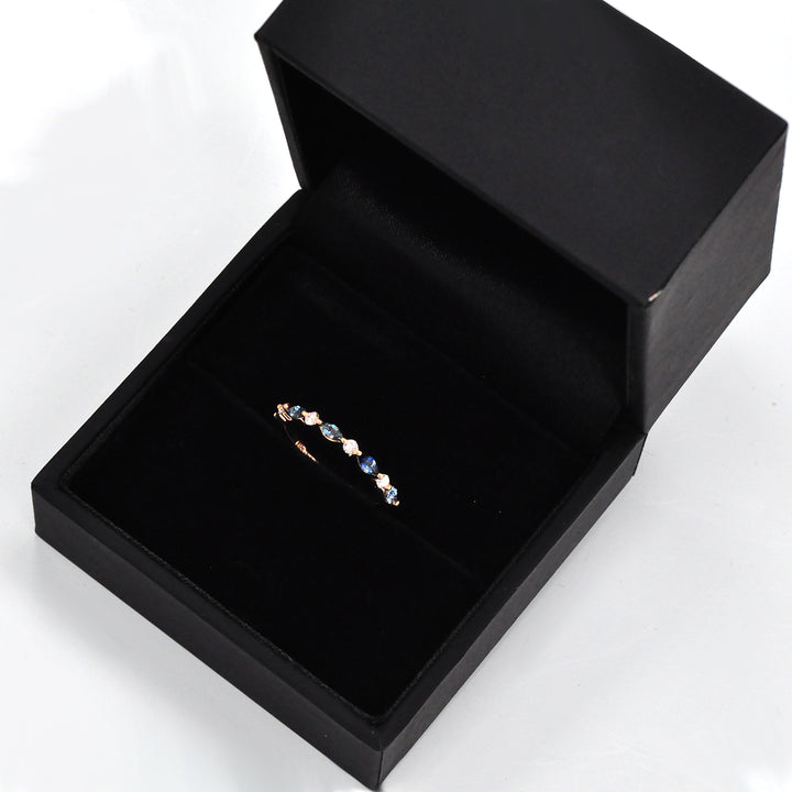 marquise blue sapphires &amp; Diamonds half eternity ring