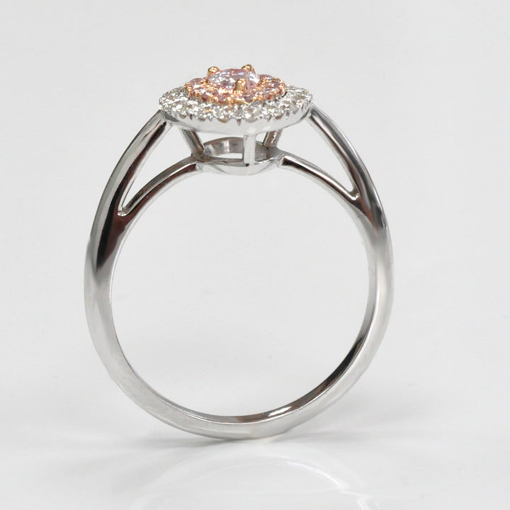 Pear Shape Faint pink diamond double halo ring