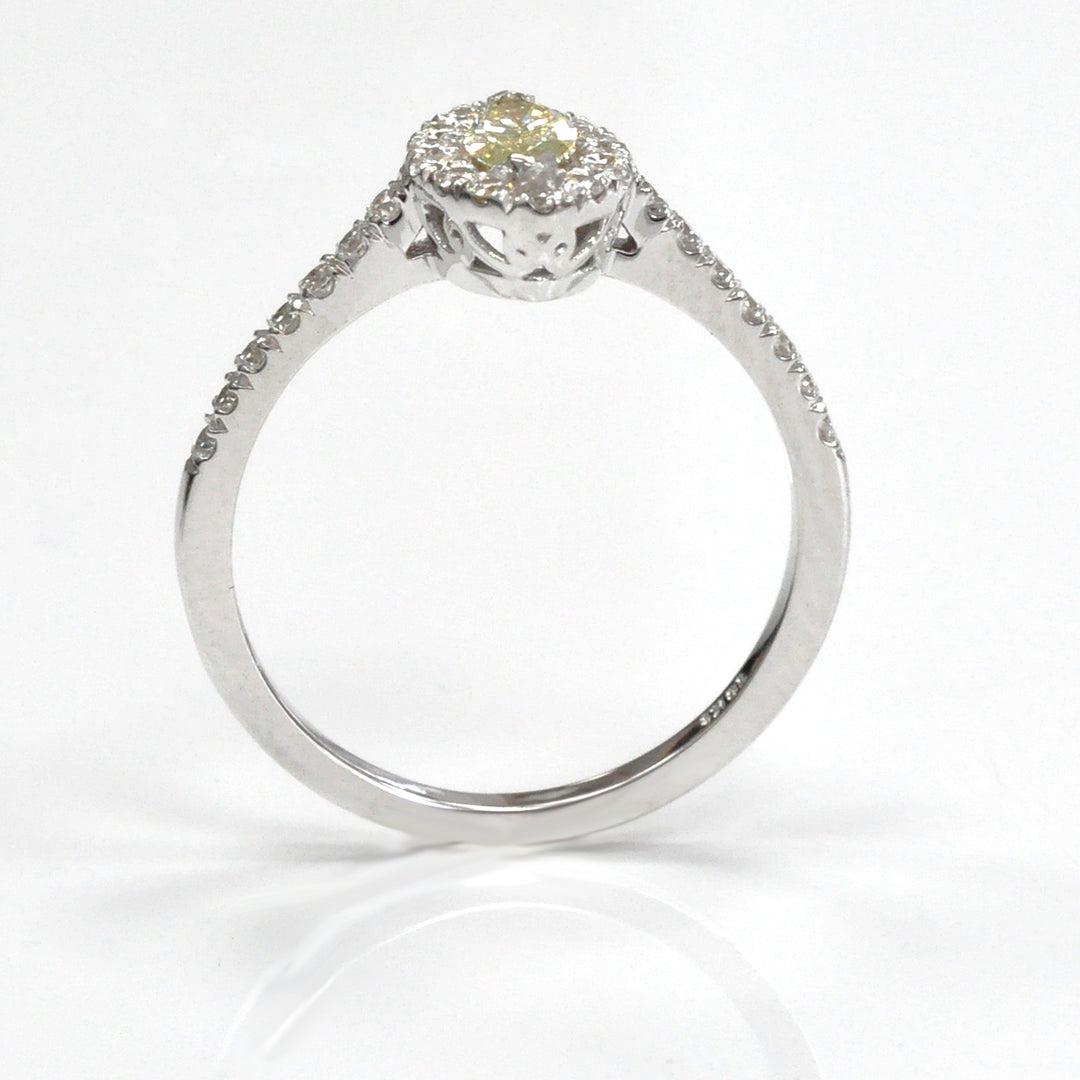 Light Yellow Marquise Diamond &amp; White Diamonds Halo Ring