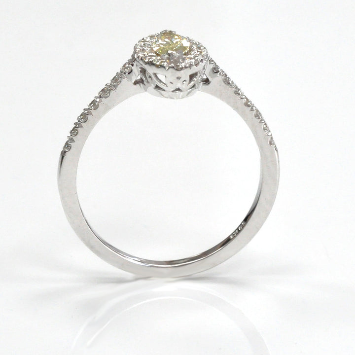 Light Yellow Marquise Diamond &amp; White Diamonds Halo Ring
