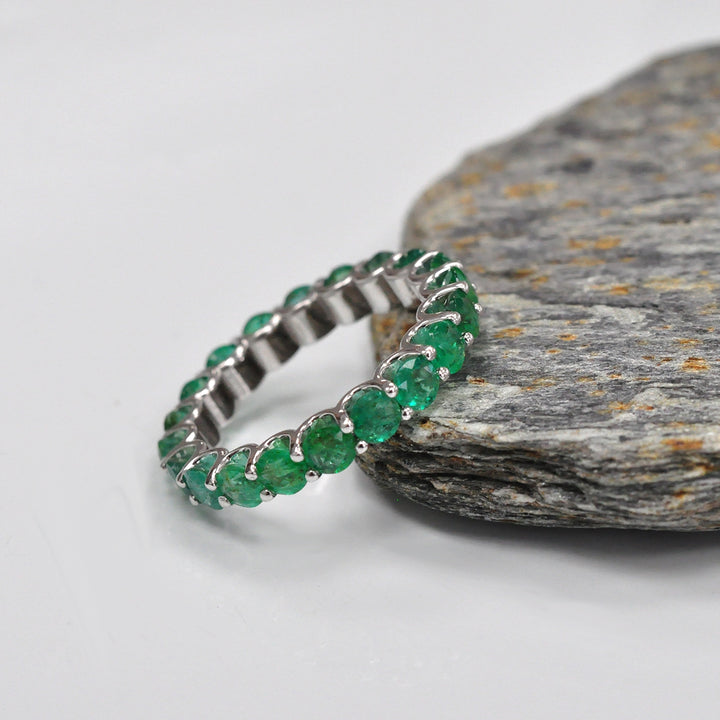 Green Emerald  (3 ct. tw.) white gold eternity ring