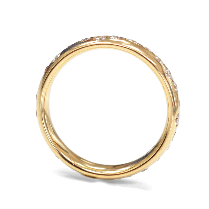 bezel set diamonds yellow gold wedding ring