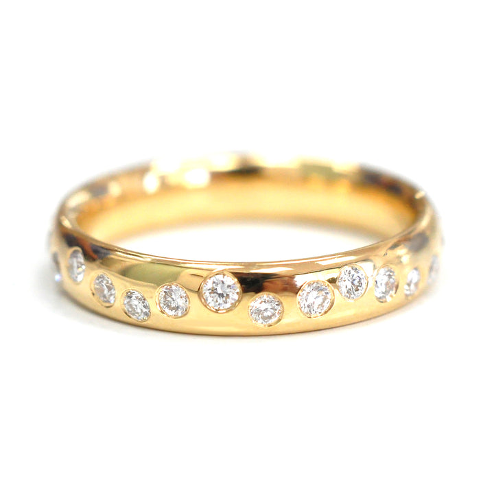 bezel set diamonds yellow gold wedding ring
