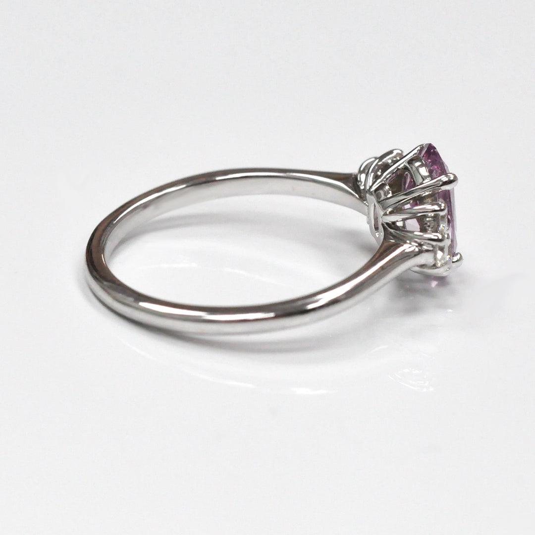 Oval Pink Sapphire and 6 Diamonds Ring