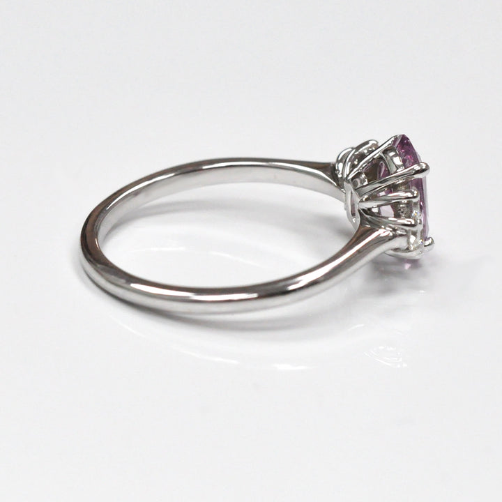 Oval Pink Sapphire and 6 Diamonds Ring