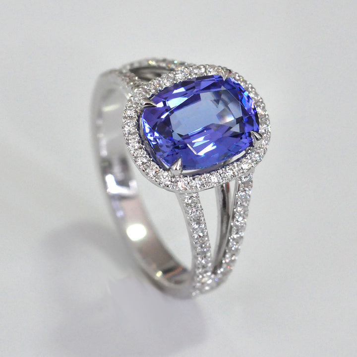 Double Shank diamonds &amp; Tanzanite ring