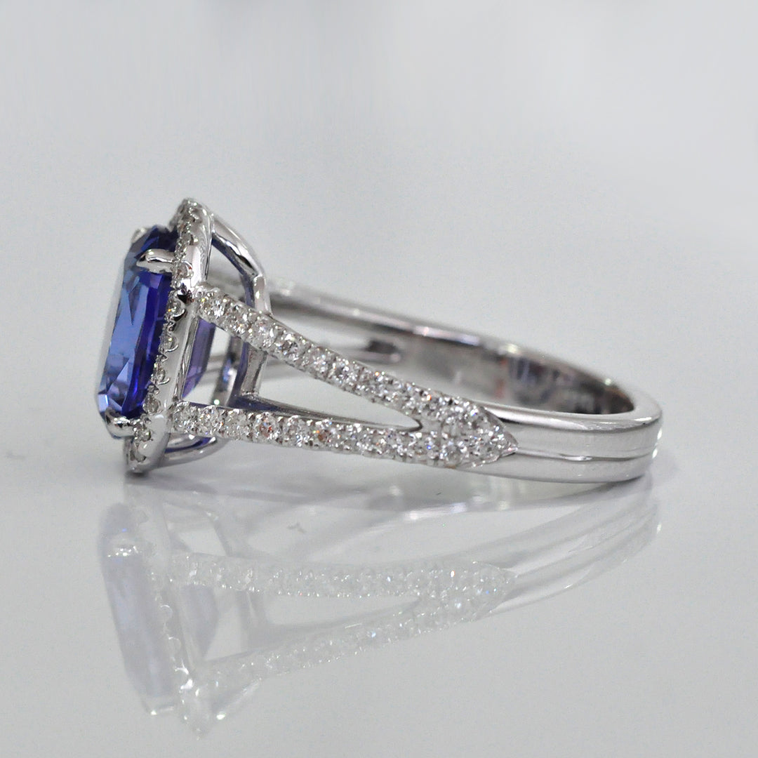 Double Shank diamonds &amp; Tanzanite ring
