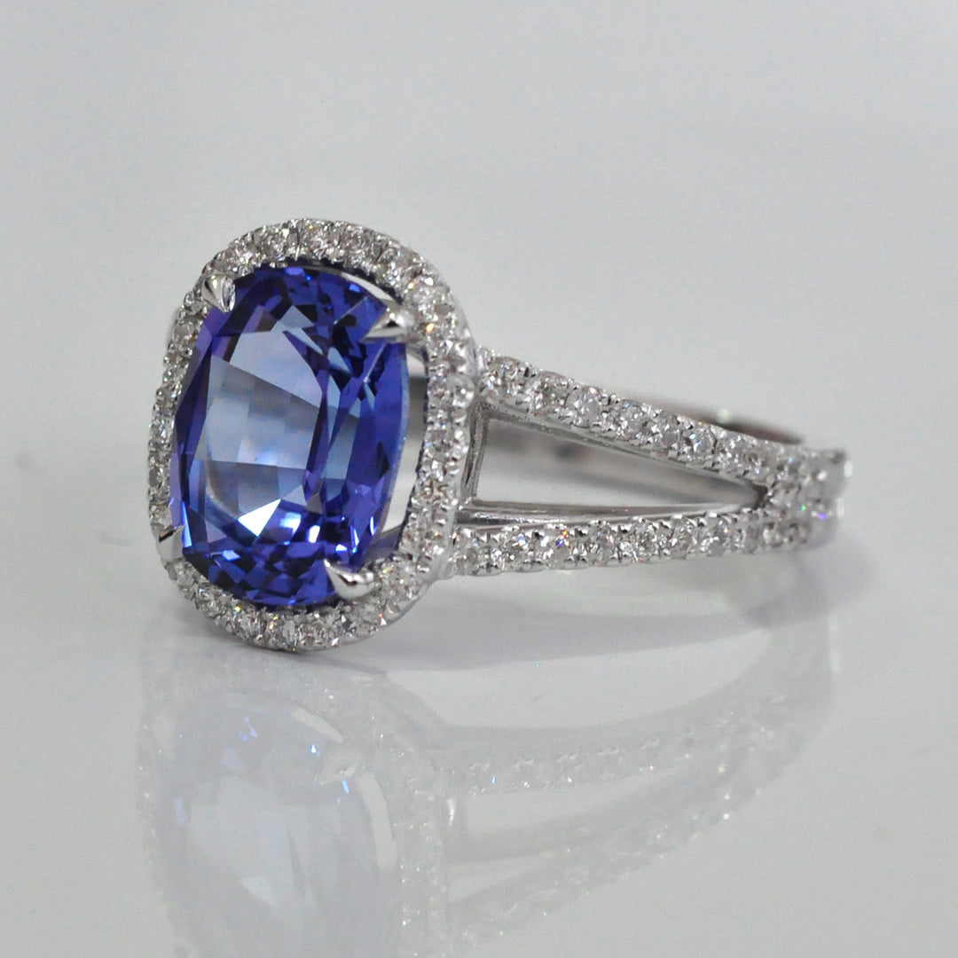 Double Shank diamonds &amp; Tanzanite ring
