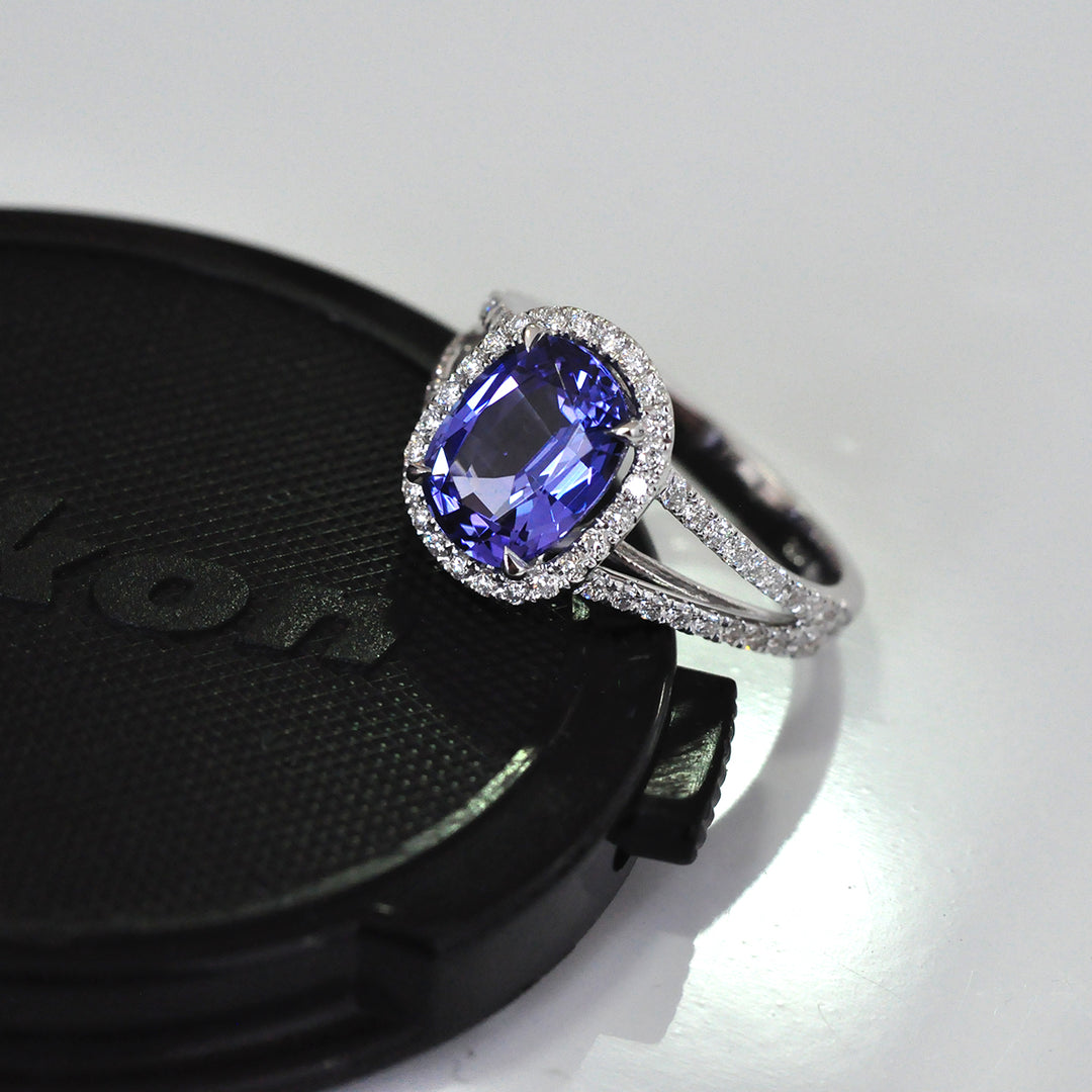 Double Shank diamonds &amp; Tanzanite ring