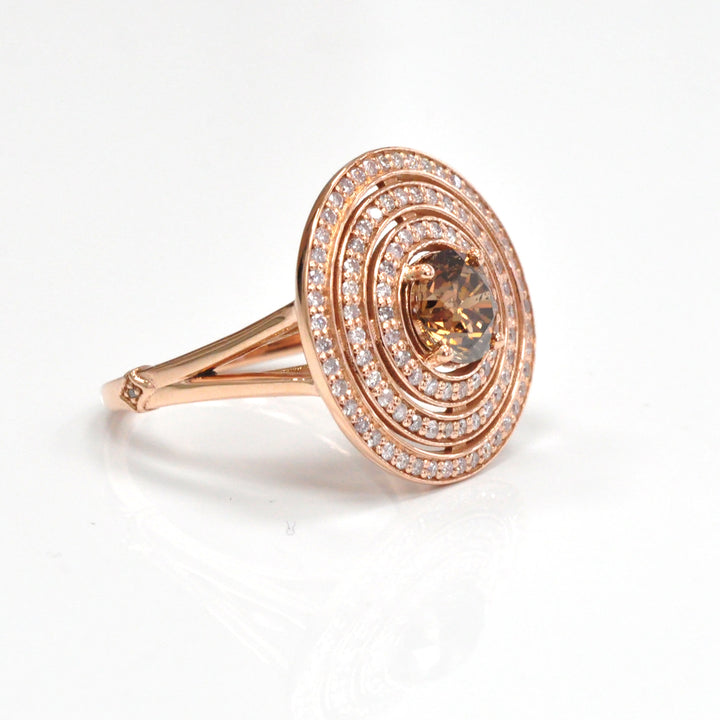 TRIPLE HALO Diamonds ROSE GOLD RING
