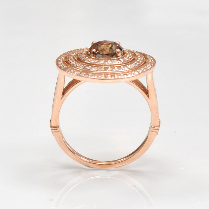 TRIPLE HALO Diamonds ROSE GOLD RING