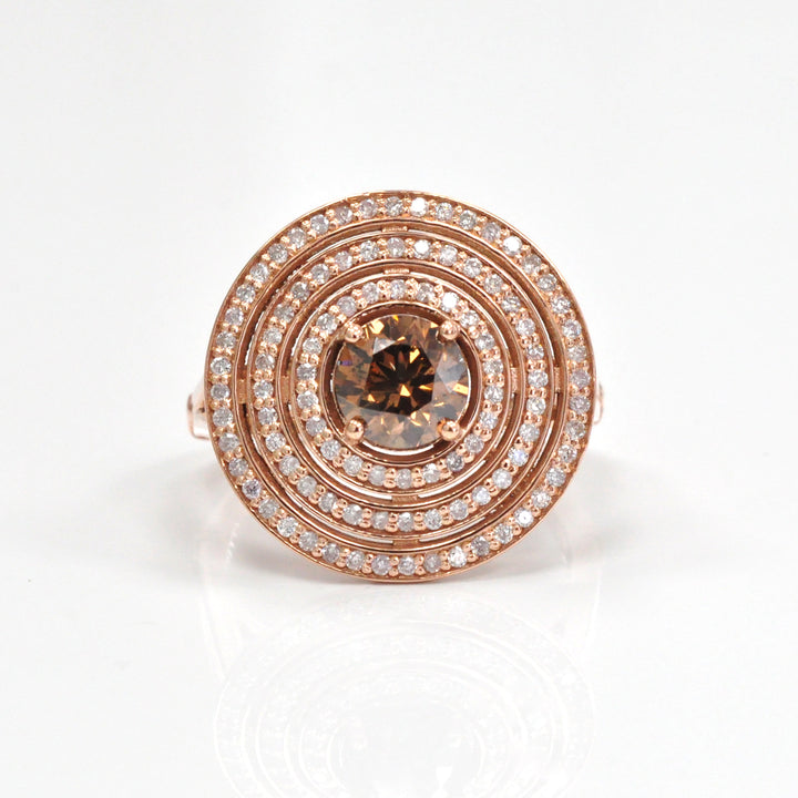 TRIPLE HALO Diamonds ROSE GOLD RING