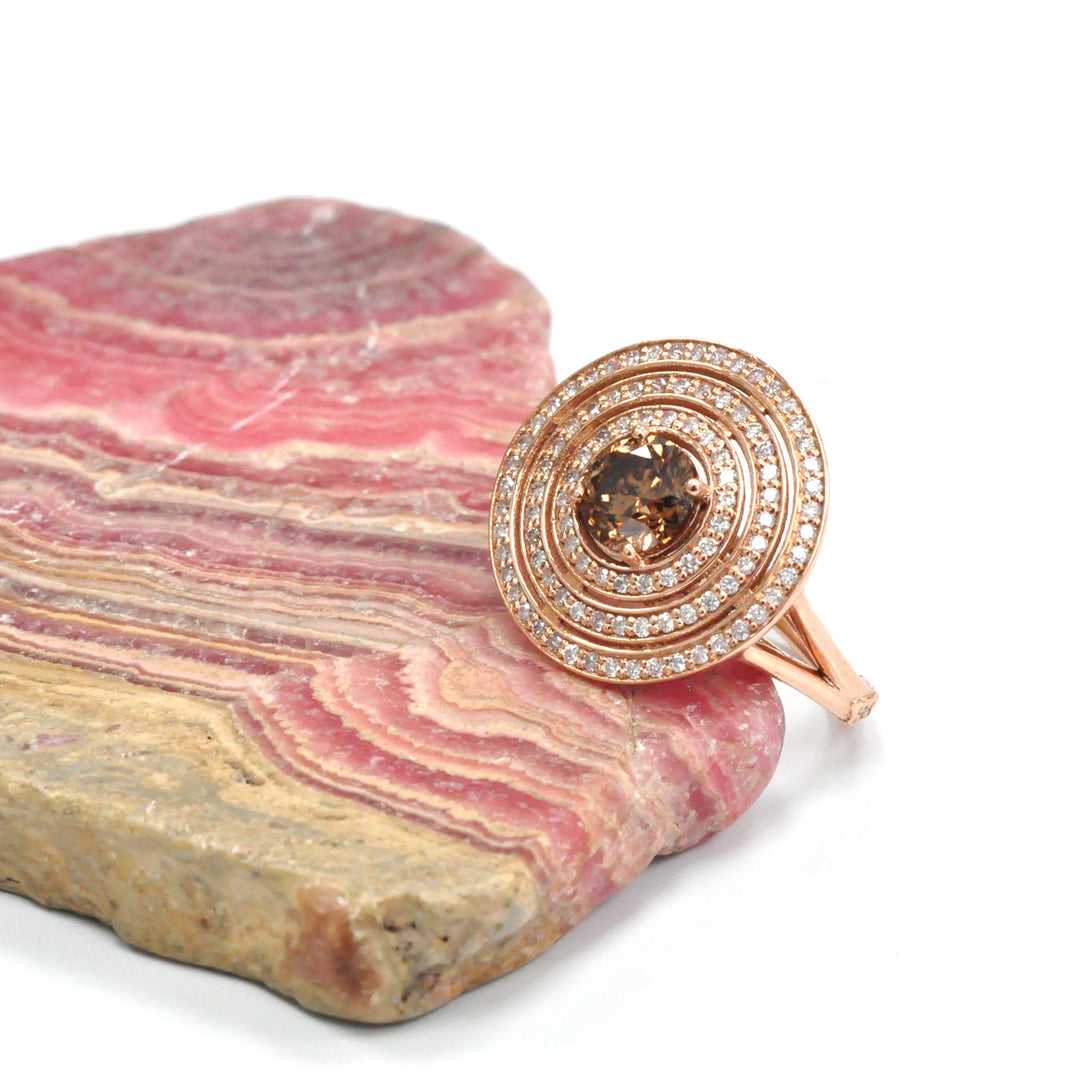 TRIPLE HALO Diamonds ROSE GOLD RING