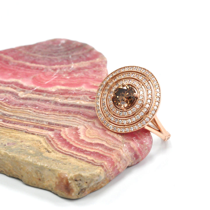 TRIPLE HALO Diamonds ROSE GOLD RING