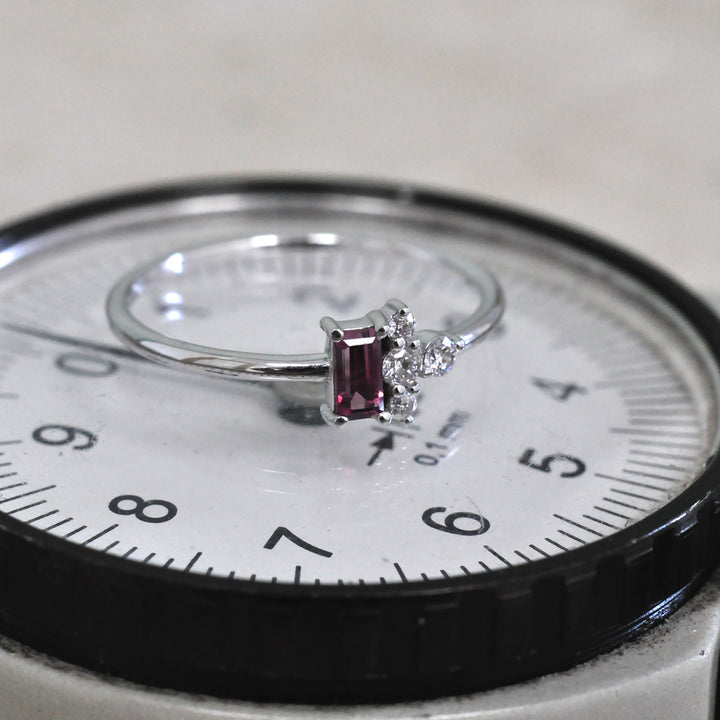 baguette Pink Sapphire and Diamond Ring