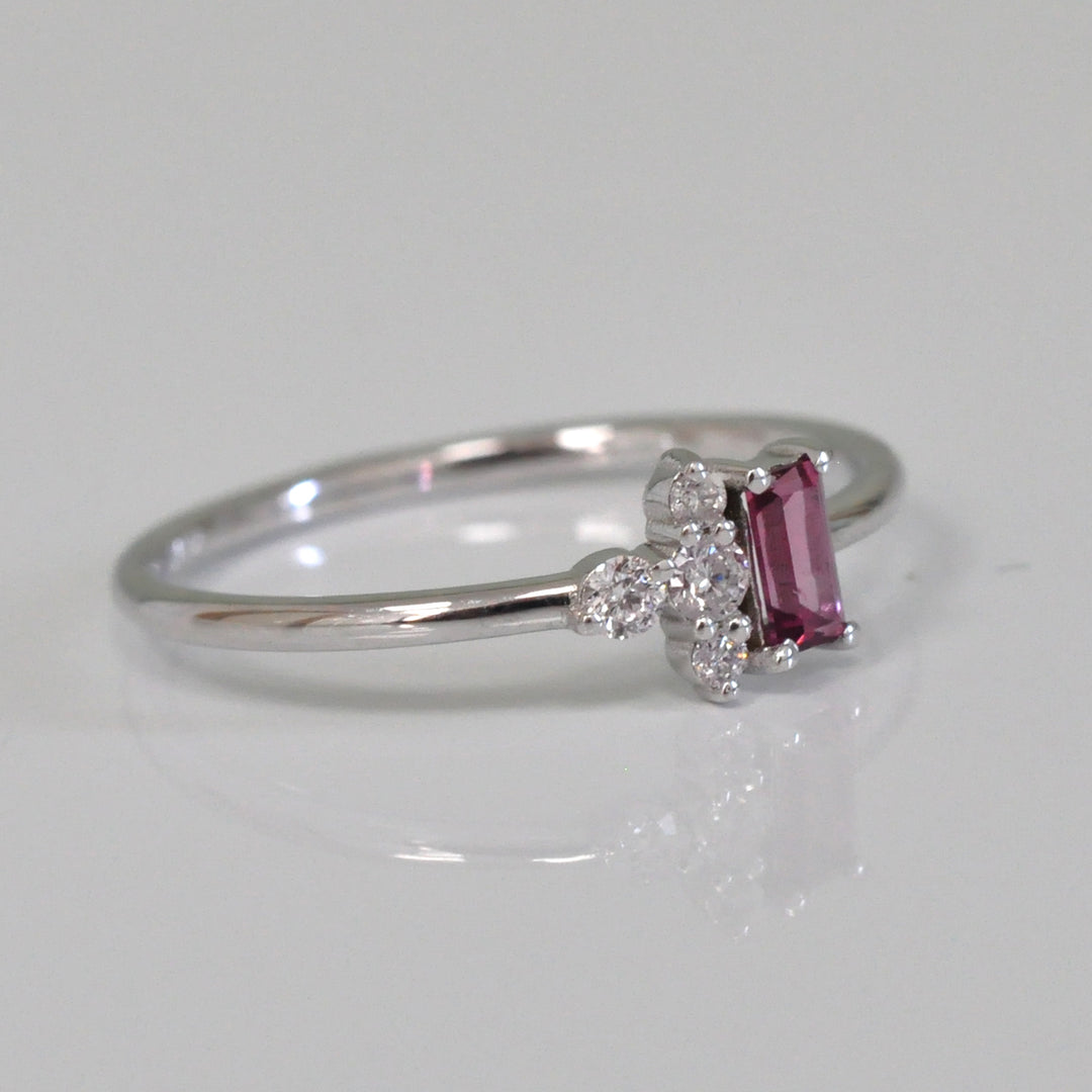 baguette Pink Sapphire and Diamond Ring