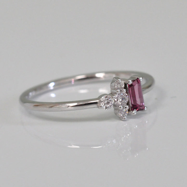 baguette Pink Sapphire and Diamond Ring