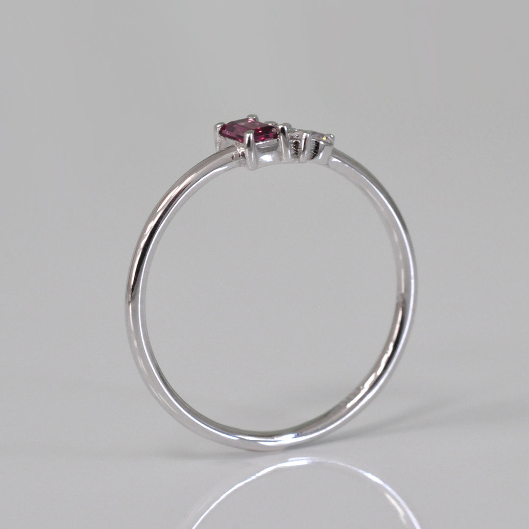 baguette Pink Sapphire and Diamond Ring