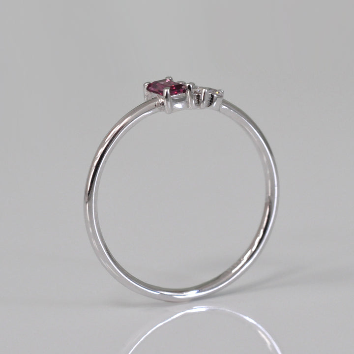 baguette Pink Sapphire and Diamond Ring