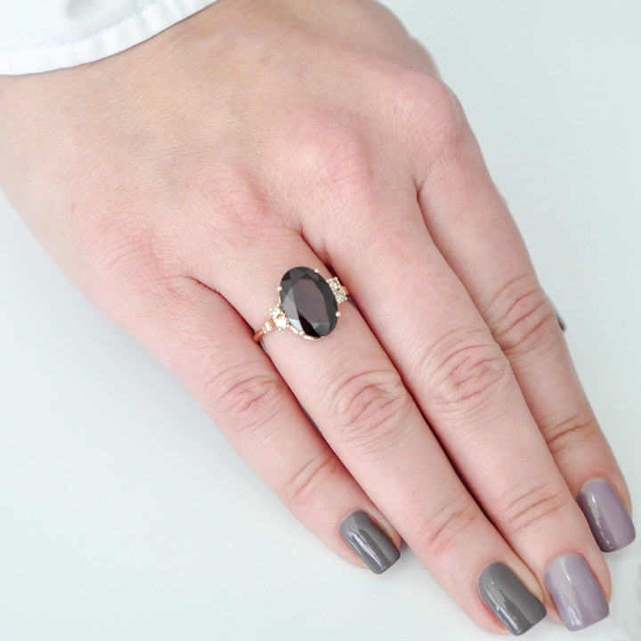 rose gold vintage style garnet &amp; diamonds ring